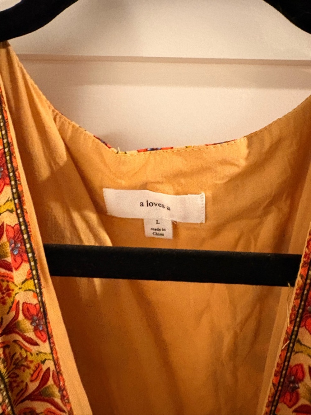 Mustard Floral V-Neck Maxi Dress with Tie Waist - Picture 3 of 3